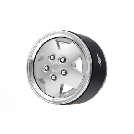 Boom Racing BRPB064PLPL ProBuild 1.9" CSK LSE 5-Spoke Classic Adjustable Offset Aluminum Beadlock Wheels (2) Platinum/Platinum