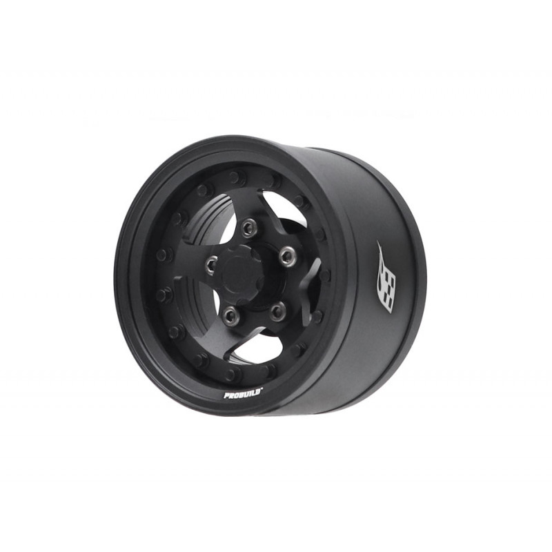 Boom Racing BRPB155012MBKMBK ProBuild 1.55" SV5 Adjustable Offset Aluminum Beadlock Wheels (2) Matte Black/Matte Black