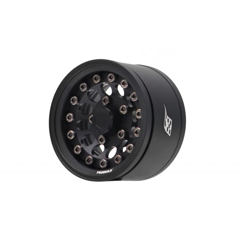 Boom Racing BRPB155013MBKMBK ProBuild 1.55" R12 Adjustable Offset Aluminum Beadlock Wheels (2) Matte Black/Matte Black