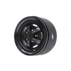 Boom Racing BRPB058BKBK-NW ProBuild 1.9" Narrow Rostyle Classic Adjustable Offset Aluminum Beadlock Wheels (2) Black/Black