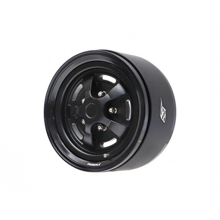 Boom Racing BRPB058BKBK-NW ProBuild 1.9" Narrow Rostyle Classic Adjustable Offset Aluminum Beadlock Wheels (2) Black/Black