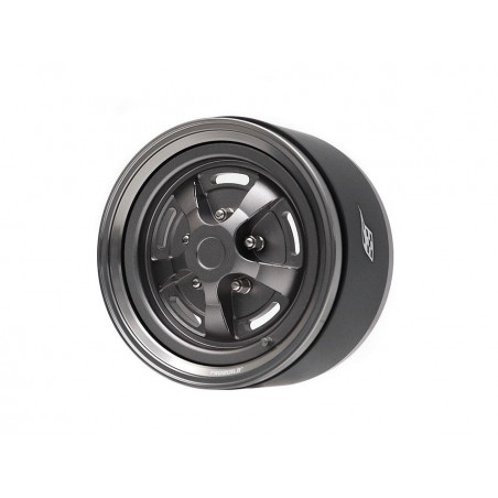 Boom Racing BRPB059GMGM-NW ProBuild 1.9" Narrow Rostyle Classic Adjustable Offset Aluminum Beadlock Wheels (2) Gun Metal/Gun Met