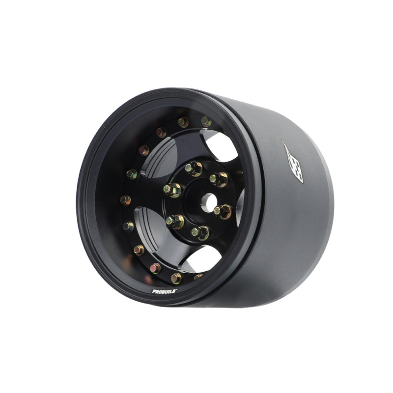 Boom Racing BRPB082MBKBK-EW ProBuild 1.9" Extra Wide SV5 Adjustable Offset Aluminum Beadlock Wheels (2) Matte Black/Black