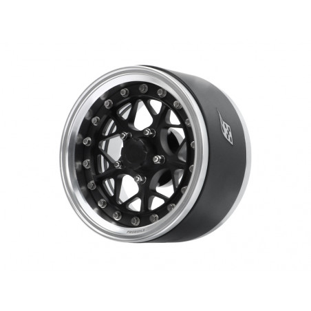 Boom Racing BRPB083PLMBK ProBuild 1.9" LGB Adjustable Offset Aluminum Beadlock Wheels (2) Platinum//Matte Black