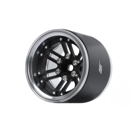 Boom Racing BRPB084PLMBK-EW ProBuild 1.9" Extra Wide TWS Adjustable Offset Aluminum Beadlock Wheels (2) Platinum/Matte Black
