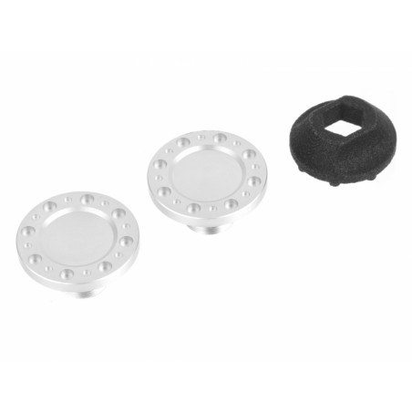 Boom Racing BRPBF020/CAP-FS ProBuild XT5 COMBAT Style Wheel Cap Flat  Silver (2)