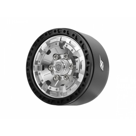 Boom Racing BRPB088BKPL ProBuild 1.9" XZ7 Adjustable Offset Aluminum Beadlock Wheels (2) Black/Platinum