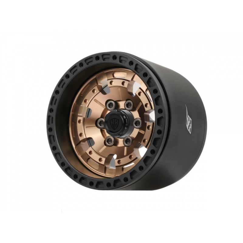 Boom Racing BRPB087MBKBZ-EW ProBuild 1.9" Extra Wide XZ7 Adjustable Offset Aluminum Beadlock Wheels (2) Matte Black/Bronze