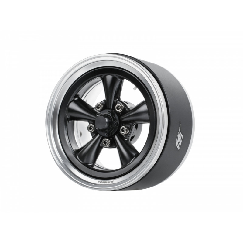 Boom Racing BRPB094PLBK ProBuild 1.9" Spin Force Classic Adjustable Offset Aluminum Beadlock Wheels (2) Platinum/Black
