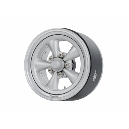 Boom Racing BRPB097FSFS ProBuild 1.9" Spin Force Classic Adjustable Offset Aluminum Beadlock Wheels (2) Flat Silver