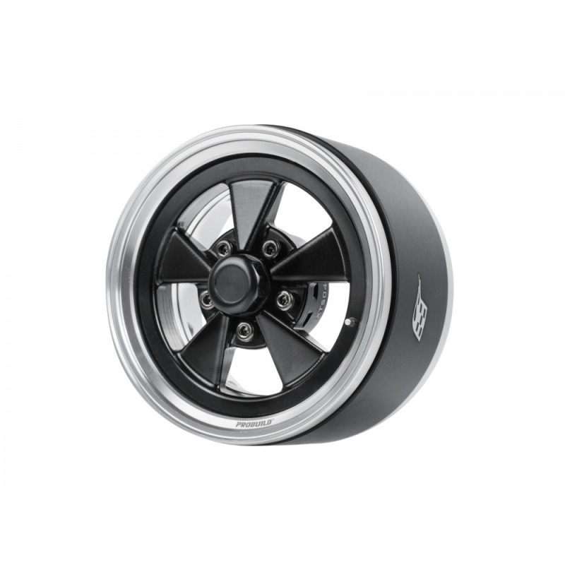 Boom Racing BRPB099PLBK ProBuild 1.9" Street Mag Classic Adjustable Offset Aluminum Beadlock Wheels (2) Platinum/Black