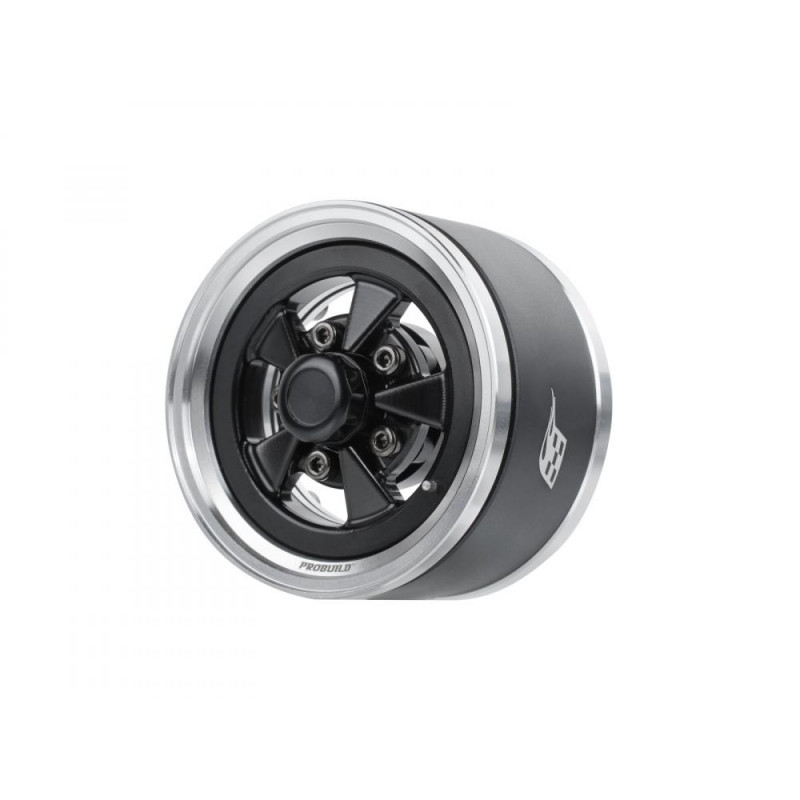 Boom Racing BRPB155027PLBK ProBuild 1.55" Street Mag Classic Adjustable Offset Aluminum Beadlock Wheels (2) Platinum/Black