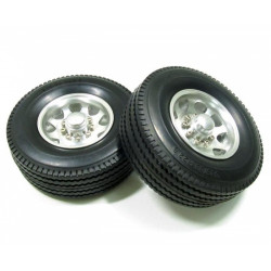Boom Racing BRQ25428 Aluminum Rear Wheel And Tire Set (2)  for Tamiya 1/14 Truck (1838LS)