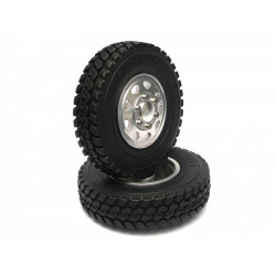 Boom Racing BRQ25431 Aluminum Front Wheel And Tire Set (2)  for Tamiya 1/14 Truck (1838LS)