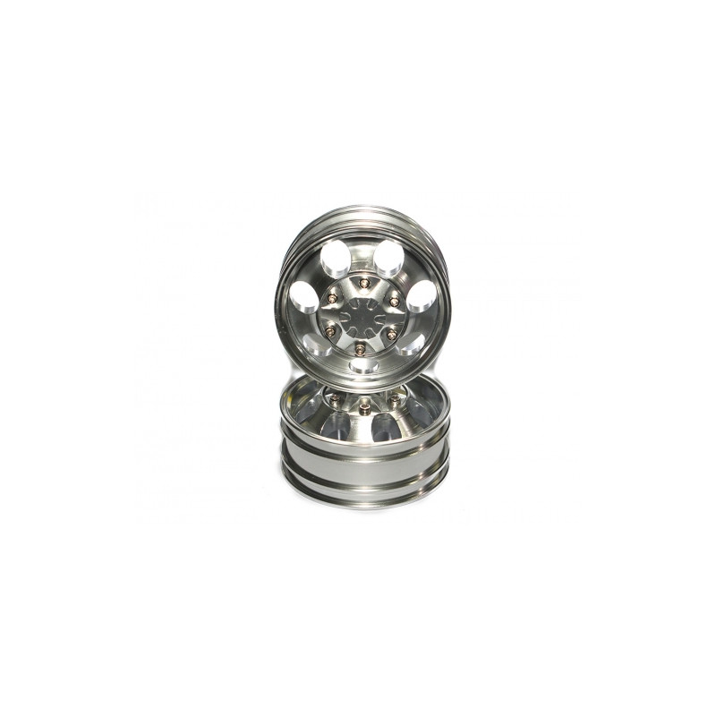 Boom Racing BRQ25403 Aluminum Front Wheel Set 7-hole (2 Pcs) Silver  for Tamiya 1/14 Truck (1838LS)