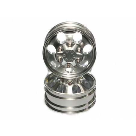 Boom Racing BRQ25403 Aluminum Front Wheel Set 7-hole (2 Pcs) Silver  for Tamiya 1/14 Truck (1838LS)