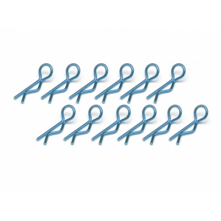 Boom Racing BRACS12B Small-ring 45 Deg Body Clips 12Pcs Blue