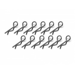 Boom Racing BRACS12BK Small-ring 45 Deg Body Clips 12Pcs Black