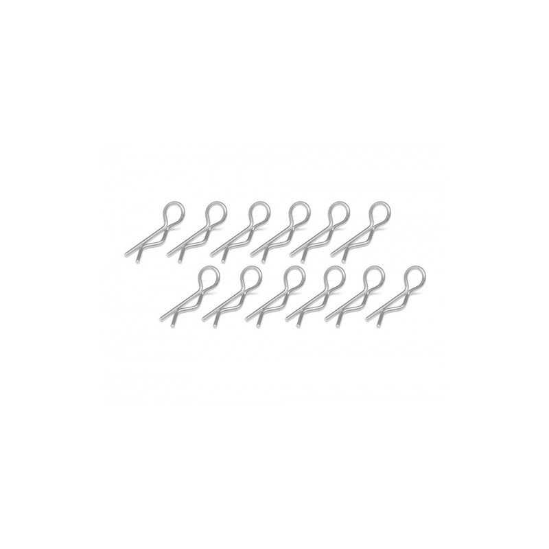 Boom Racing BRACS12S Small-ring 45 Deg Body Clips 12Pcs Silver