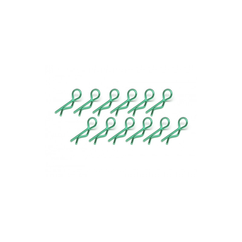Boom Racing BRACS12G Small-ring 45 Deg Body Clips 12Pcs Green