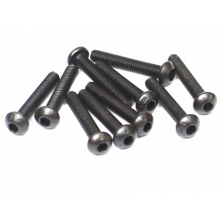 Boom Racing BRASBH3018 M3x18mm Round Head 12.9 Grade Nickel Plated Screws (10)