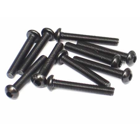 Boom Racing BRASBH3020 M3x20mm Round Head 12.9 Grade Nickel Plated Screws (10)