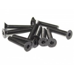 Boom Racing BRASFH3018 M3x18mm Counter Sunk Screw 12.9 Grade Nickel Plated Screws (10)