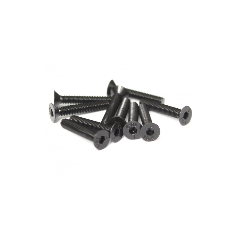 Boom Racing BRASFH3018 M3x18mm Counter Sunk Screw 12.9 Grade Nickel Plated Screws (10)