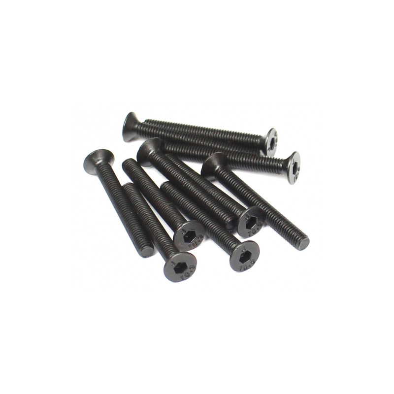 Boom Racing BRASFH3025 M3x25mm Counter Sunk Screw 12.9 Grade Nickel Plated Screws (10)