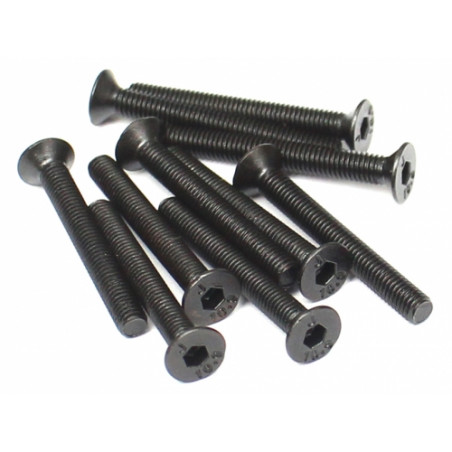 Boom Racing BRASFH3025 M3x25mm Counter Sunk Screw 12.9 Grade Nickel Plated Screws (10)