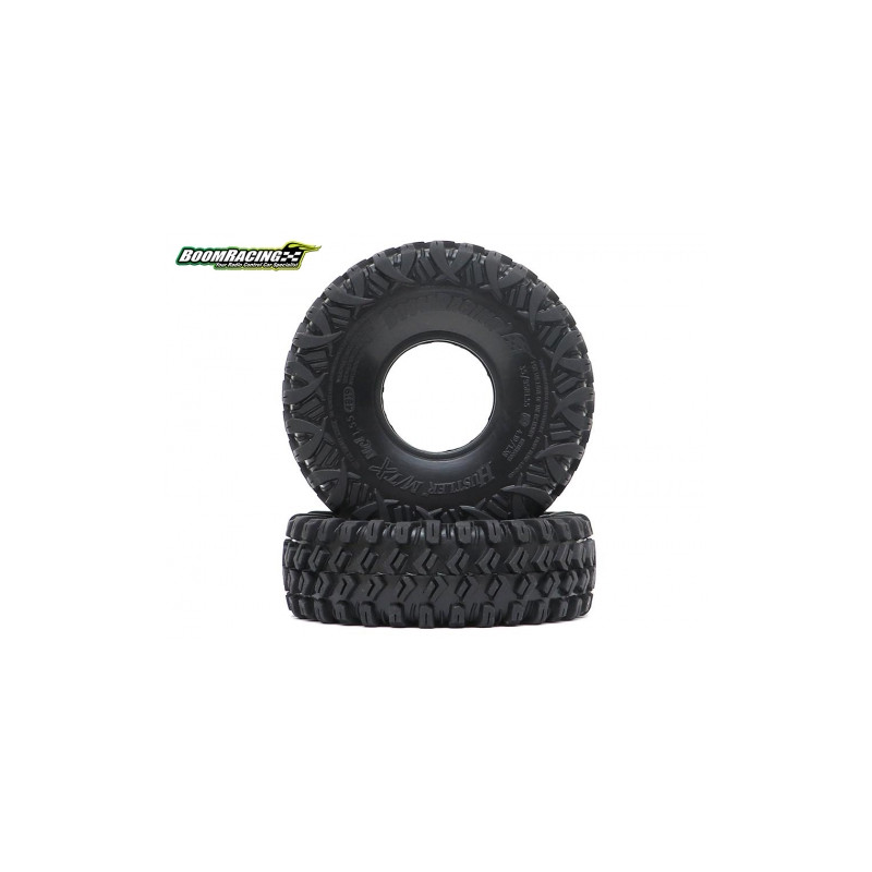 Boom Racing BRTR15503 HUSTLER M/T Xtreme 1.55" MC1 Rock Crawling Tires 4.19x1.38 SNAIL SLIME Compound W/ 2-Stage Foams (Super So