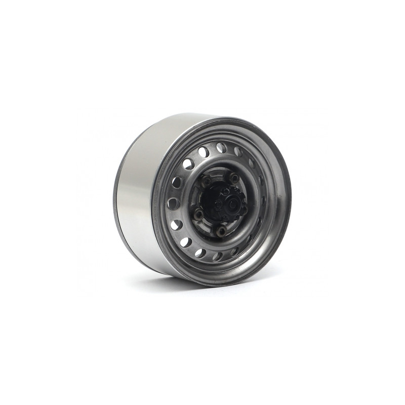 Boom Racing BRW780955FGM 1.55" 16-Hole Classic Steelie Reversible Beadlock Wheels (Front) w/ XT504 Hubs Gun Metal