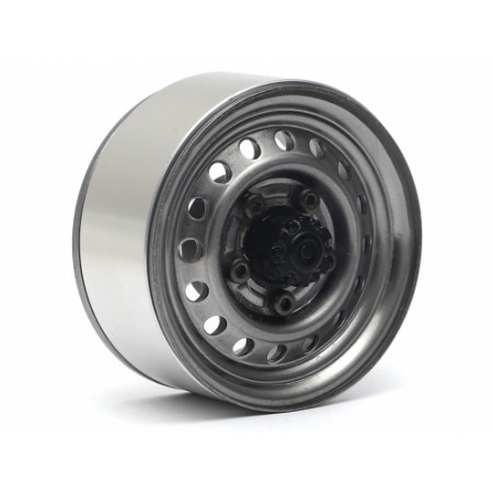 Boom Racing BRW780955FGM 1.55" 16-Hole Classic Steelie Reversible Beadlock Wheels (Front) w/ XT504 Hubs Gun Metal