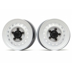 Boom Racing BRW780955FW 1.55" 16-Hole Classic Steelie Reversible Beadlock Wheels (Front) w/ XT504 Hubs White