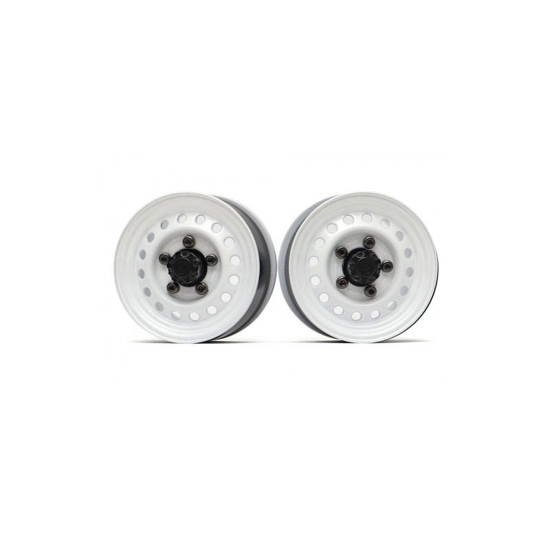 Boom Racing BRW780955FW 1.55" 16-Hole Classic Steelie Reversible Beadlock Wheels (Front) w/ XT504 Hubs White