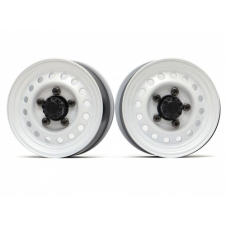 Boom Racing BRW780955FW 1.55" 16-Hole Classic Steelie Reversible Beadlock Wheels (Front) w/ XT504 Hubs White