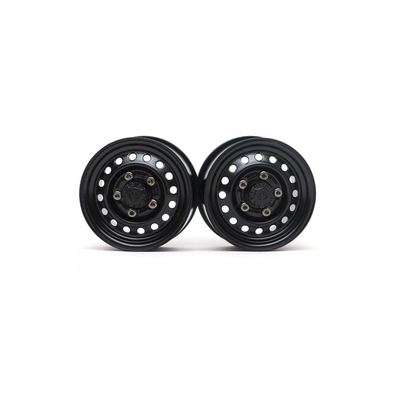Boom Racing BRW780955FBK 1.55" 16-Hole Classic Steelie Reversible Beadlock Wheels (Front) w/ XT504 Hubs Black