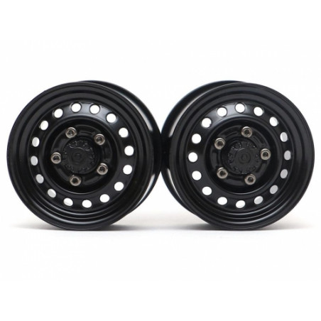 Boom Racing BRW780955FBK 1.55" 16-Hole Classic Steelie Reversible Beadlock Wheels (Front) w/ XT504 Hubs Black