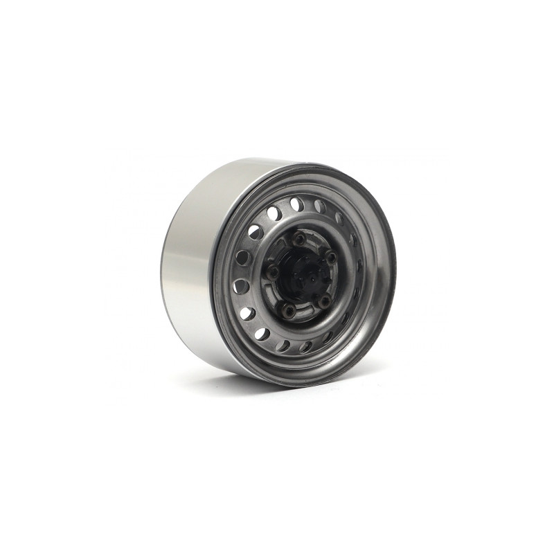 Boom Racing BRW780955RGM 1.55" 16-Hole Classic Steelie Reversible Beadlock Wheels (Rear) w/ XT504 Hubs (2) Gun Metal