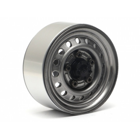Boom Racing BRW780955RGM 1.55" 16-Hole Classic Steelie Reversible Beadlock Wheels (Rear) w/ XT504 Hubs (2) Gun Metal