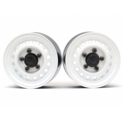 Boom Racing BRW780955RW 1.55" 16-Hole Classic Steelie Reversible Beadlock Wheels (Rear) w/ XT504 Hubs White