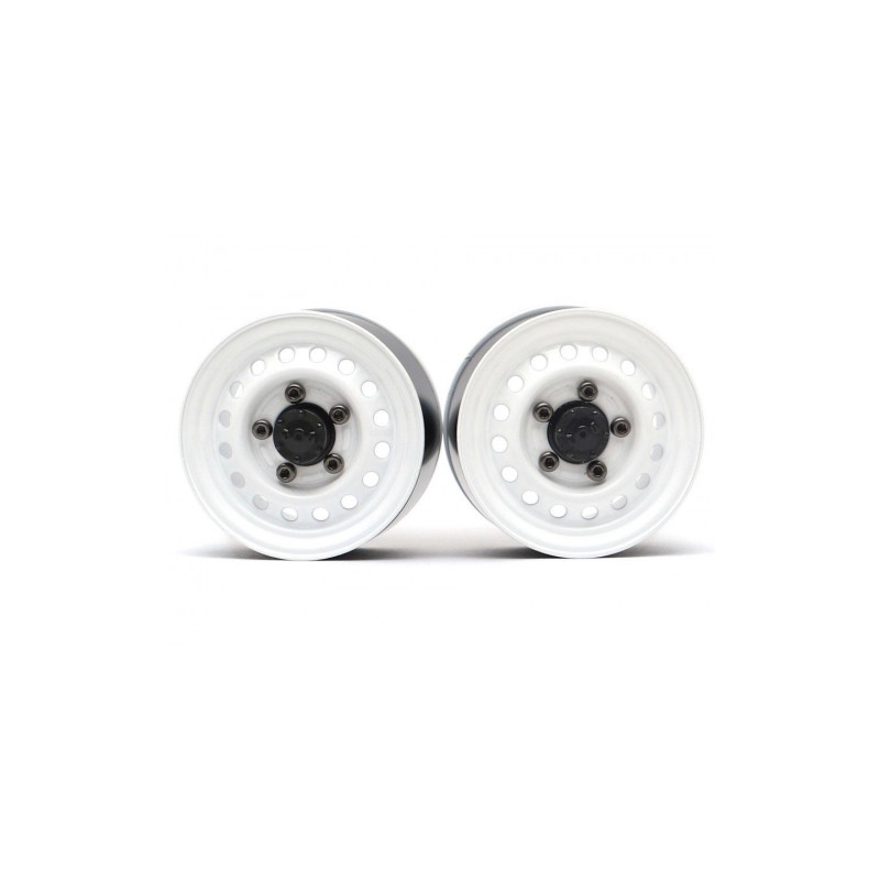 Boom Racing BRW780955RW 1.55" 16-Hole Classic Steelie Reversible Beadlock Wheels (Rear) w/ XT504 Hubs White