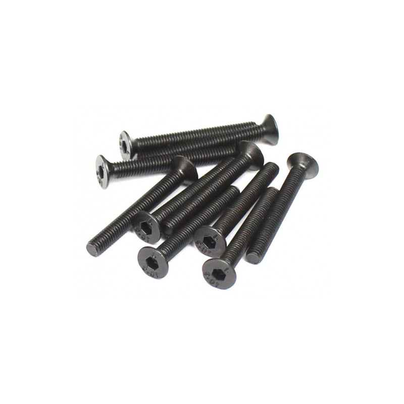Boom Racing BRASFH3026 M3x26mm Counter Sunk Screw 12.9 Grade Nickel Plated Screws (10)
