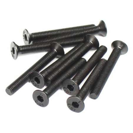 Boom Racing BRASFH3026 M3x26mm Counter Sunk Screw 12.9 Grade Nickel Plated Screws (10)