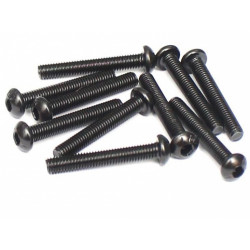 Boom Racing BRASBH3024 M3x24mm Round Head 12.9 Grade Nickel Plated Screws (10)