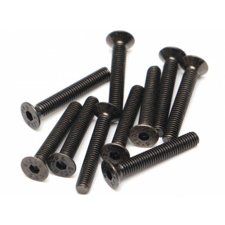 Boom Racing BRASFH3020 M3x20mm Counter Sunk Screw 12.9 Grade Nickel Plated Screws (10)