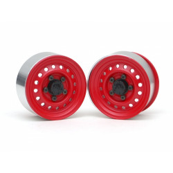 Boom Racing BRW780955RR 1.55" 16-Hole Classic Steelie Reversible Beadlock Wheels (Rear) w/ XT504 Hubs Red