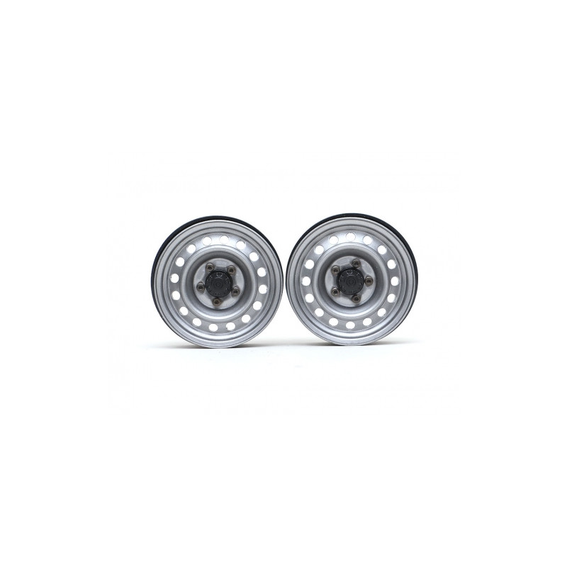 Boom Racing BRW780920FGM 1.9" Narrow 16-Hole 5-Lug Classic Steelie Reversible Beadlock Wheels (Front) w/ XT504 Hub (2) Gun Metal