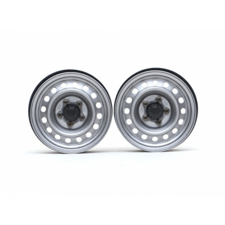 Boom Racing BRW780920FGM 1.9" Narrow 16-Hole 5-Lug Classic Steelie Reversible Beadlock Wheels (Front) w/ XT504 Hub (2) Gun Metal