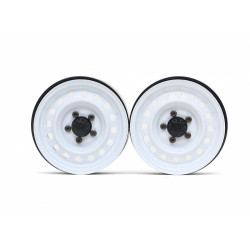 Boom Racing BRW780920FW 1.9" Narrow 16-Hole Classic Steelie Reversible Beadlock Wheels (Front) w/ XT504 Hub (2) White